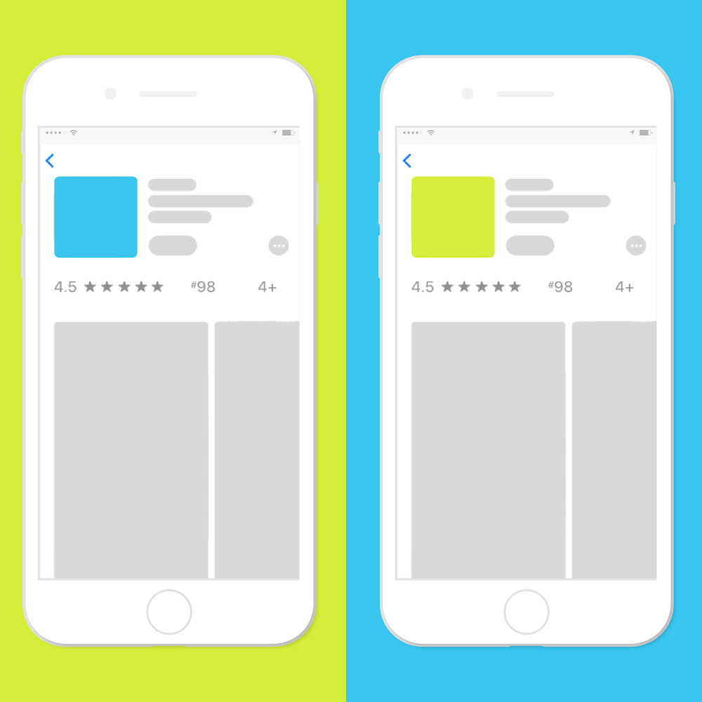 An image of two designs on mobile devices for an A/B test
